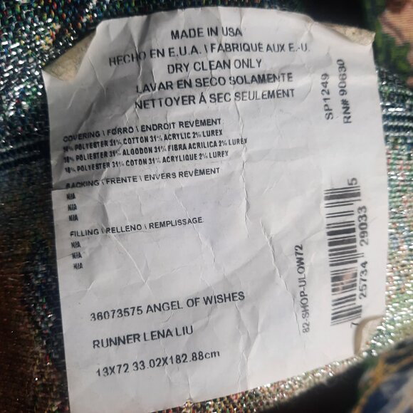 VTG Angel Tapestry Table Runner with Tassles 13"x72" MADE IN USA Angel of Wishes - Picture 3 of 4